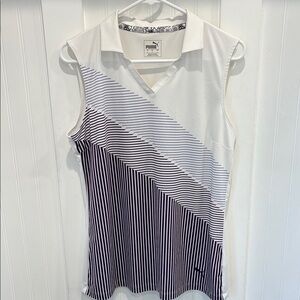 PUMA Women's Golf White and Black Striped Top